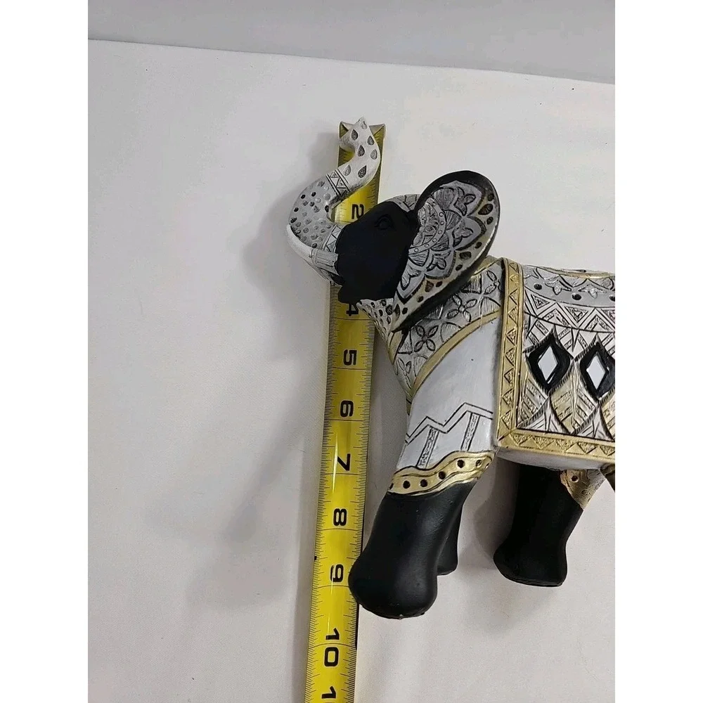 Elephant Raised Trunk Figurine Embellished with Mirrors And Beautiful Designs